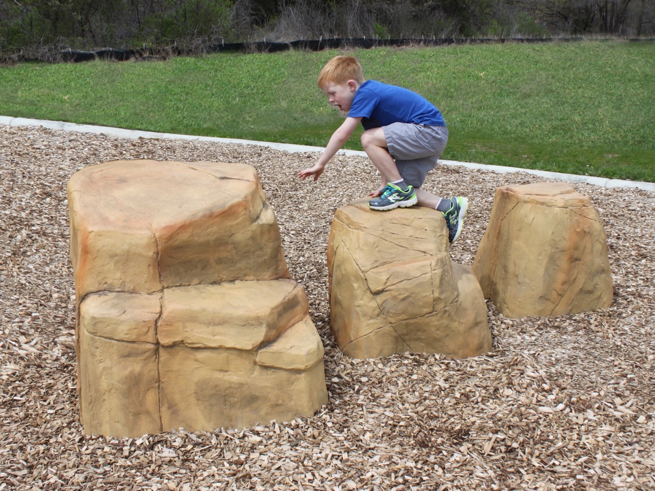 Playground climbing boulders